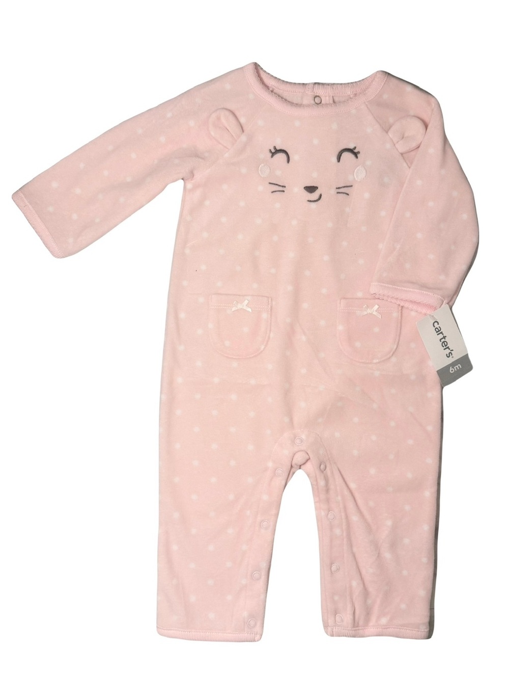 Carter's Light Pink Polka Dot Infant One-Piece with Animal Face